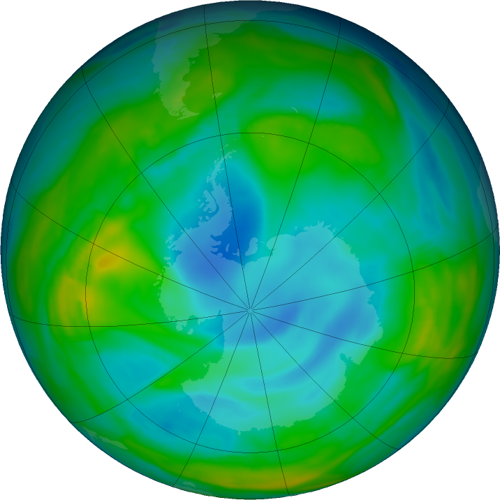 Antarctic ozone map for 26 June 2024